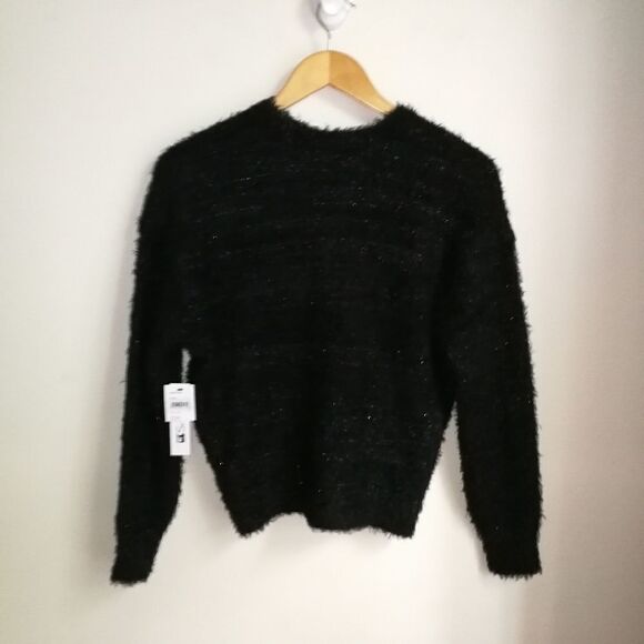 𝅺JOE'S Winter Black V Neck Fuzzy Cropped Warm Cardigan Size Medium NWT - Picture 15 of 15